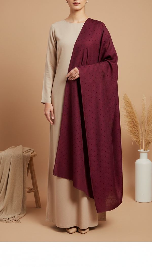 Maroon Embellished Cotton Shawl PD6072