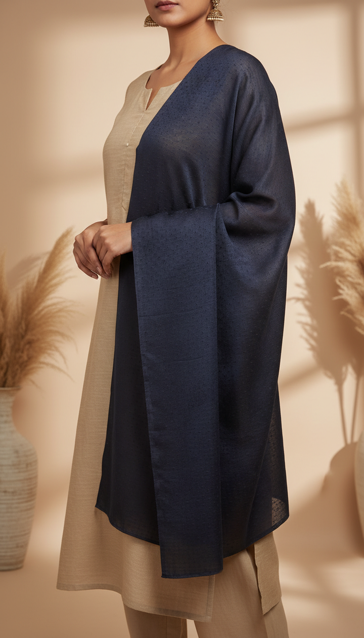 Blue Embellished Cotton Shawl PD6072