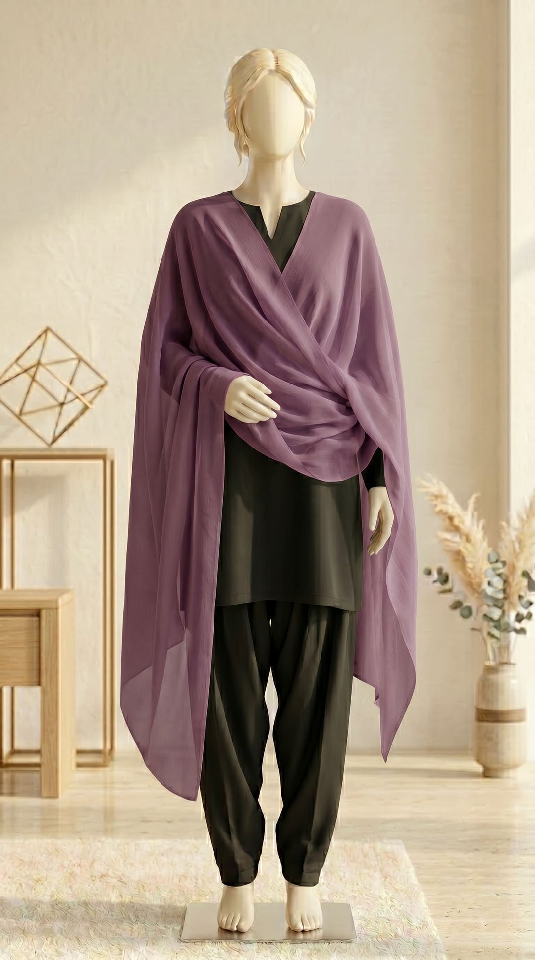 Wine Plain Chiffon Dupatta PD6128H9