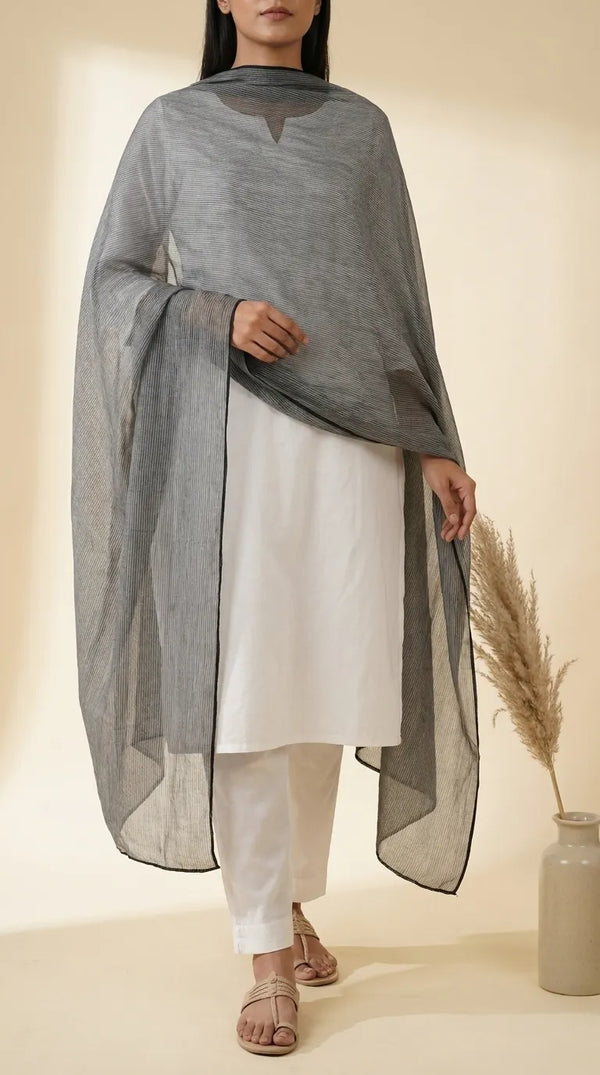 Black Plain Chiffon Dupatta PD613101
