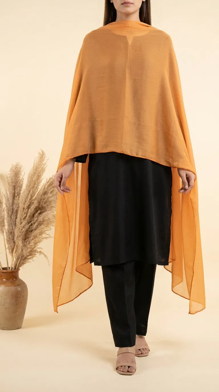 Mustard Plain Chiffon Dupatta PD613106