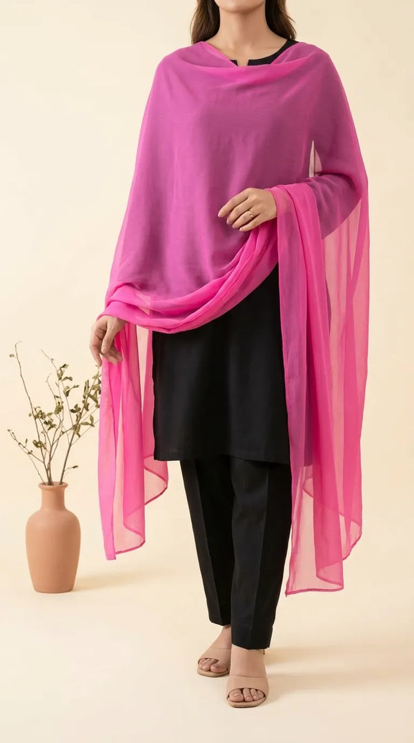 Pink Solid Chiffon Duppata PD613118