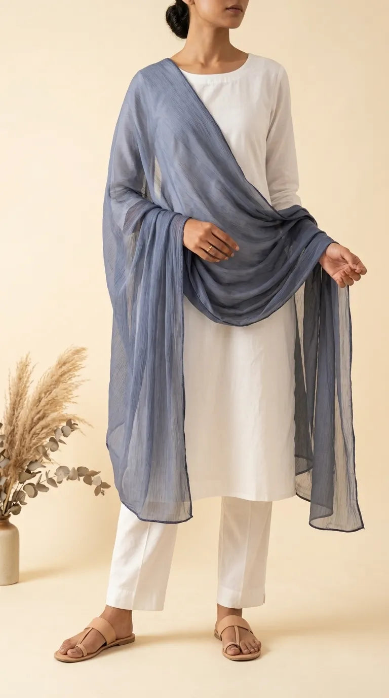 Navy Plain Chiffon Dupatta PD613148