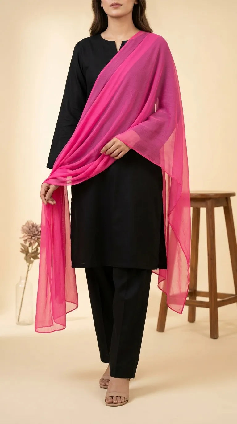 Skpink Solid Chiffon Duppata PD613159