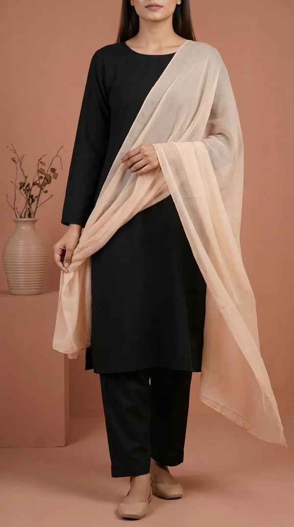 Beige Plain Chiffon Dupatta PD613162