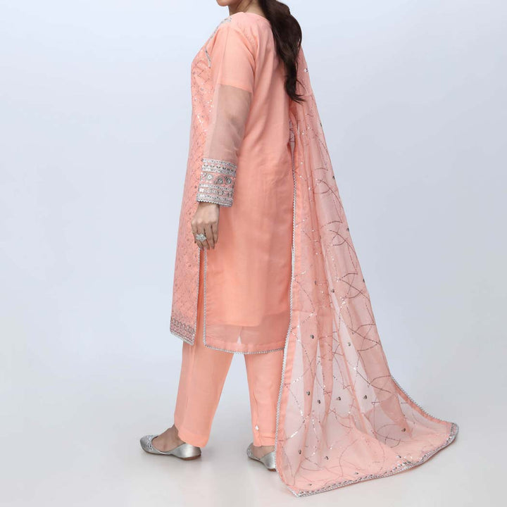 Peach 3PC- Embellished Organza Net Suit PF3053