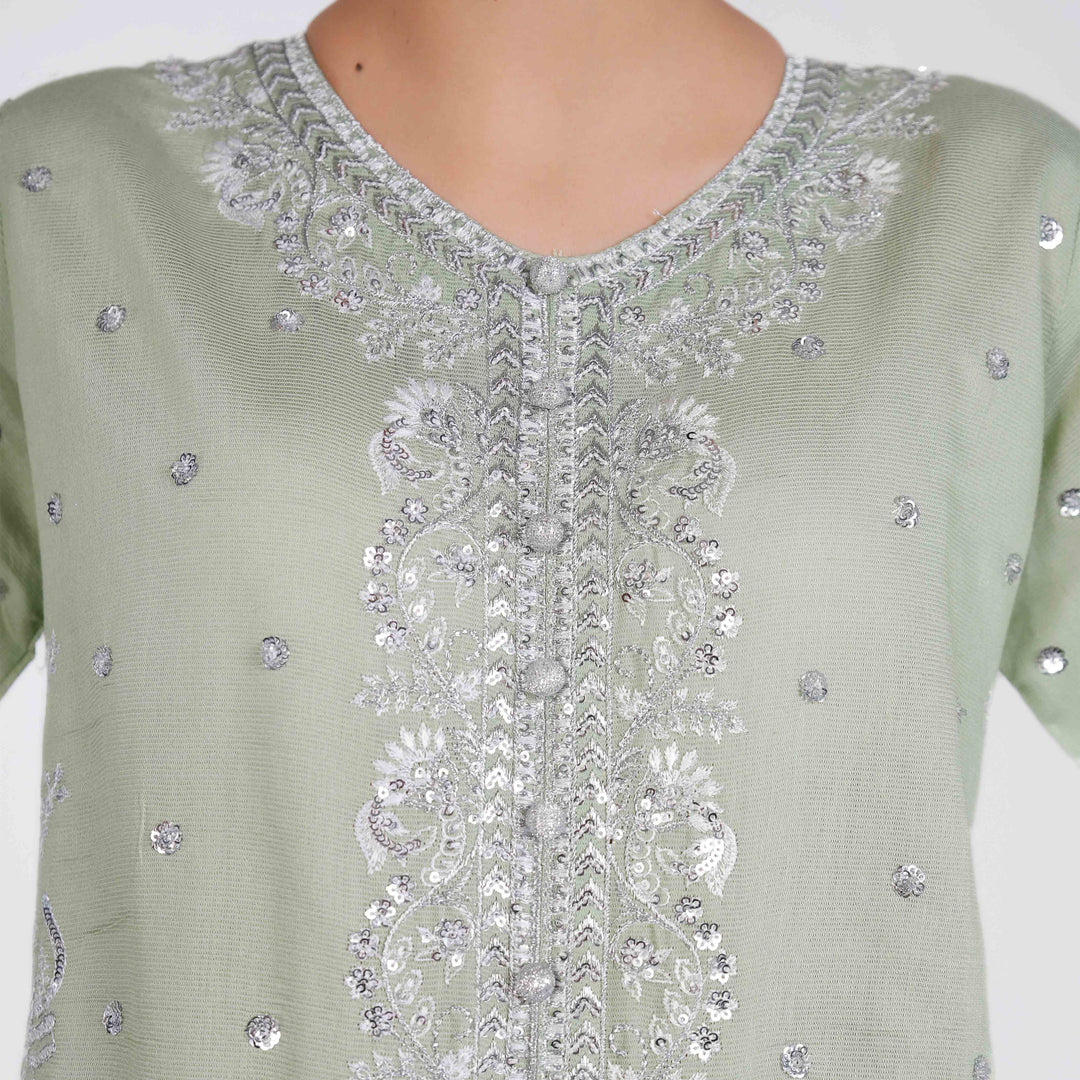 3PC- Embellished Khaddi Net Suit PF4010