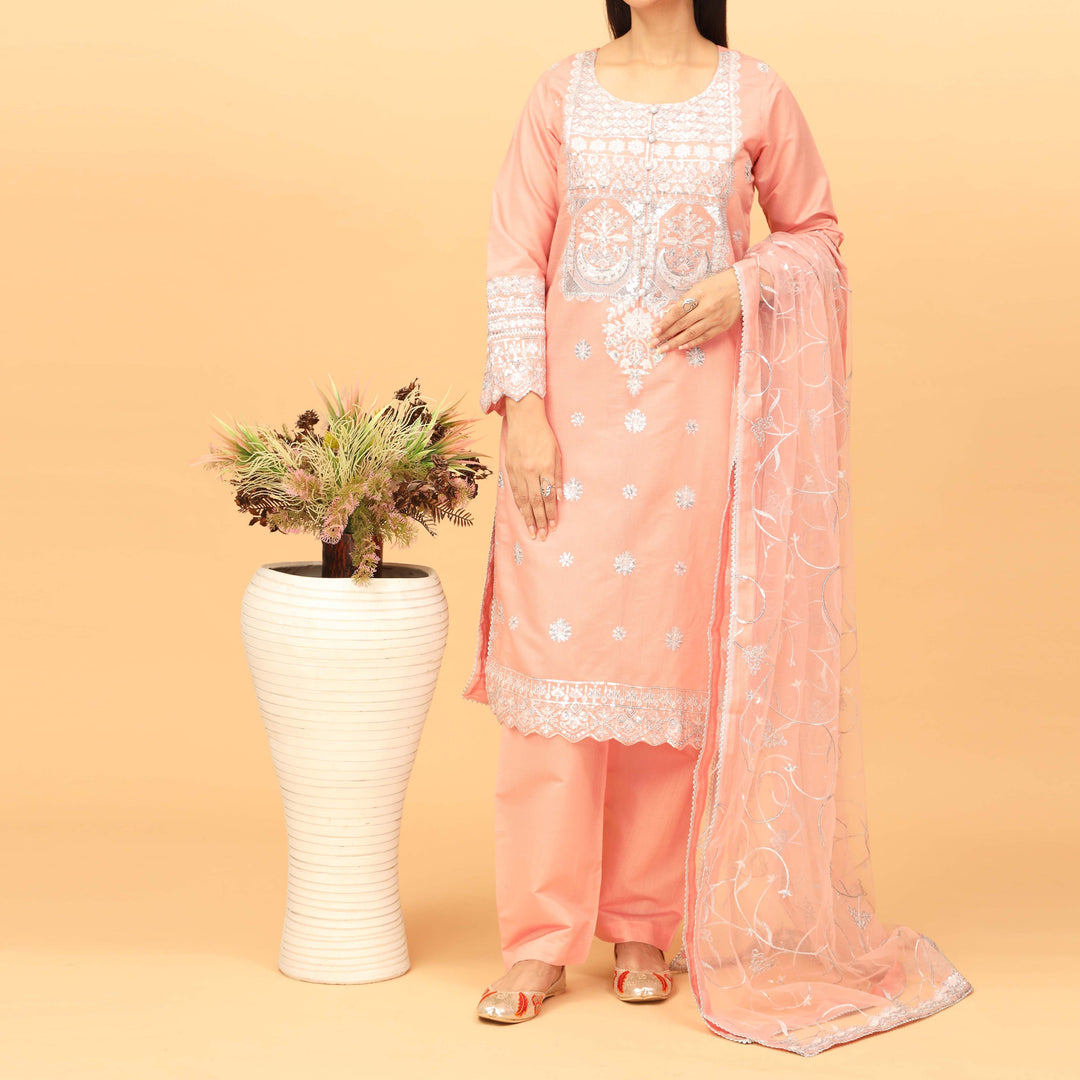 3PC Khaddi Net Embellished Suit PF4017