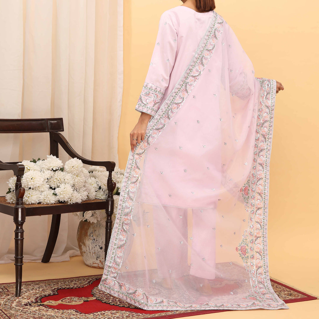 3PC- Embellished Khaddi Net Suit PF5010