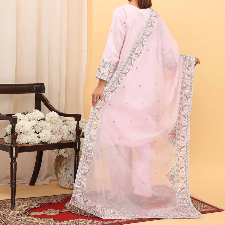 3PC- Embellished Khaddi Net Suit PF5010