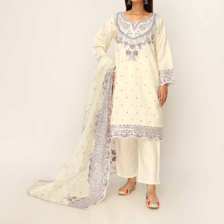 3PC- Khaddi Net Embellished Suit PF5014