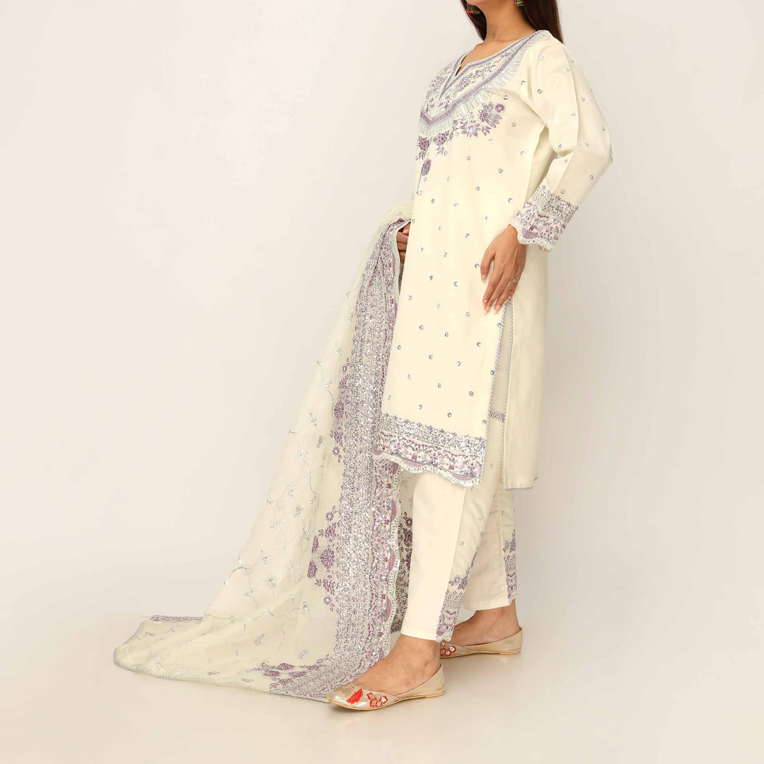 3PC- Khaddi Net Embellished Suit PF5014