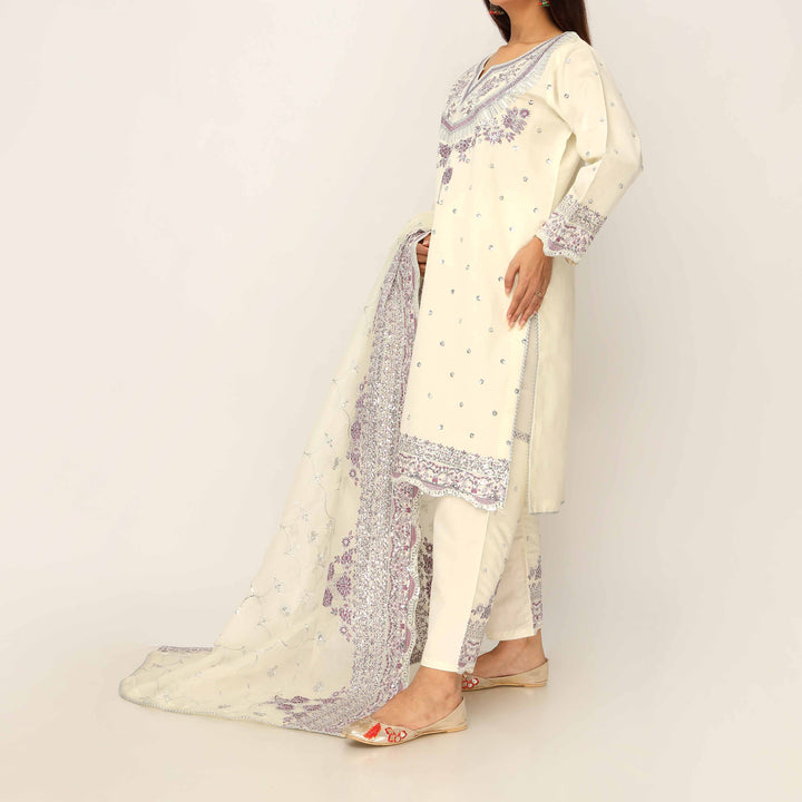 3PC- Khaddi Net Embellished Suit PF5014