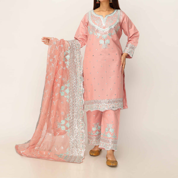 3PC- Khaddi Net Embellished Suit PF5015