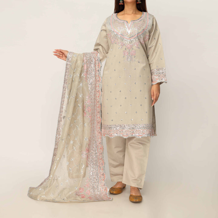 3PC- Khaddi Net Embellished Suit PF5017