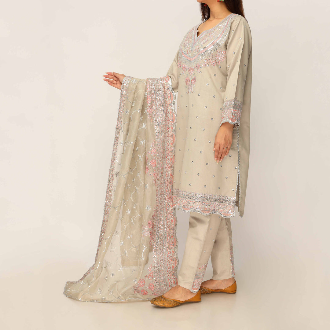 3PC- Khaddi Net Embellished Suit PF5017