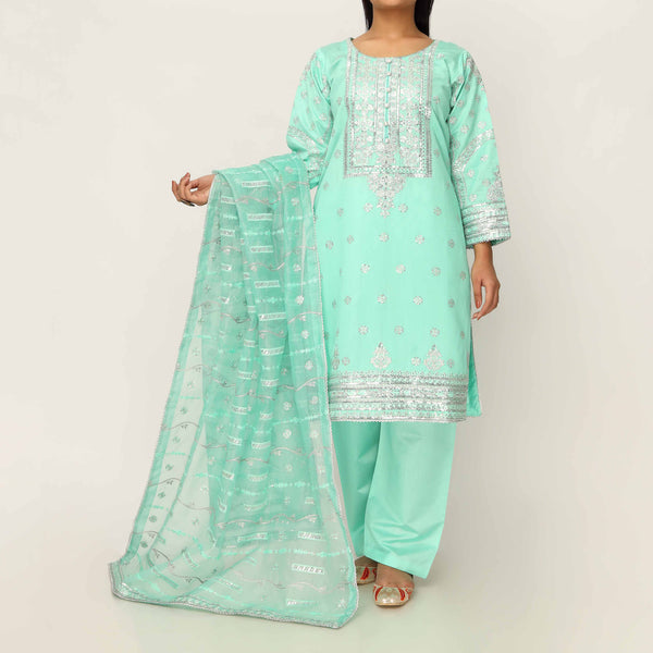 3PC- Khaddi Net Embellished Suit PF5042