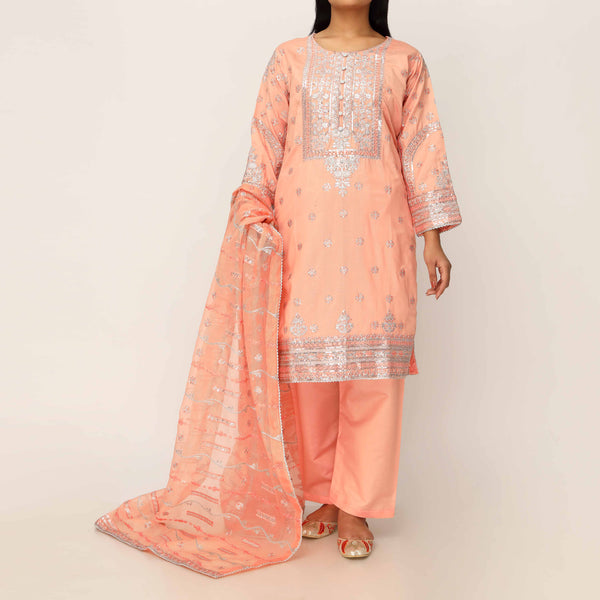 3PC- Khaddi Net Embellished Suit PF5043