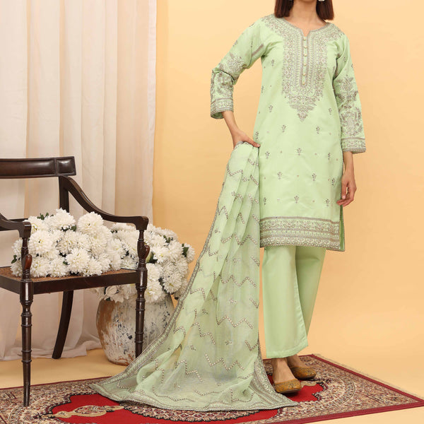 3PC- Embellished Khaddi Net Suit PF5062