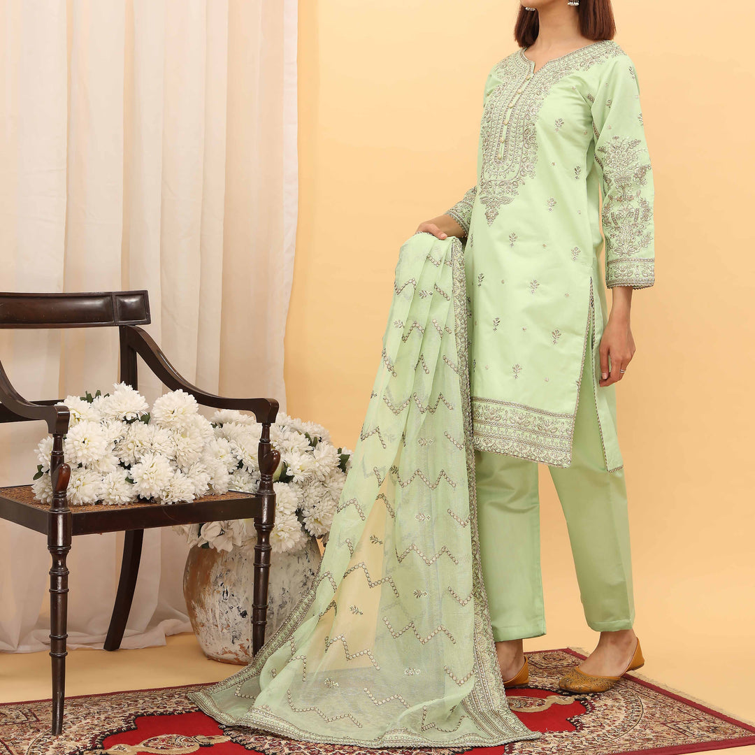 3PC- Embellished Khaddi Net Suit PF5062