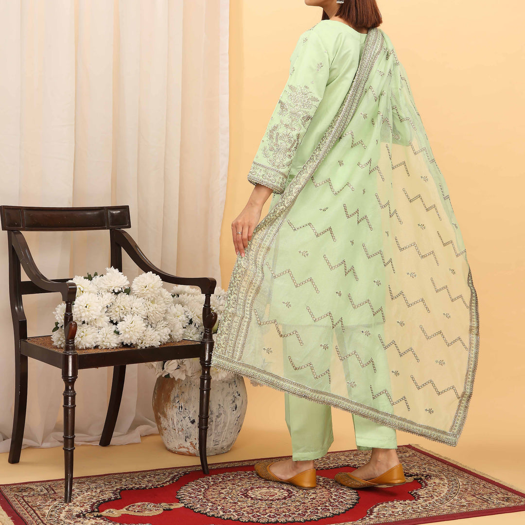 3PC- Embellished Khaddi Net Suit PF5062