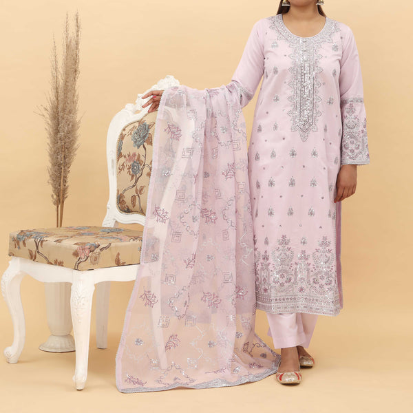 3PC- Embroidered Khadi Net Suit PF5074