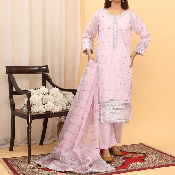 3PC- Embellished Khaddi Net Suit PF5077
