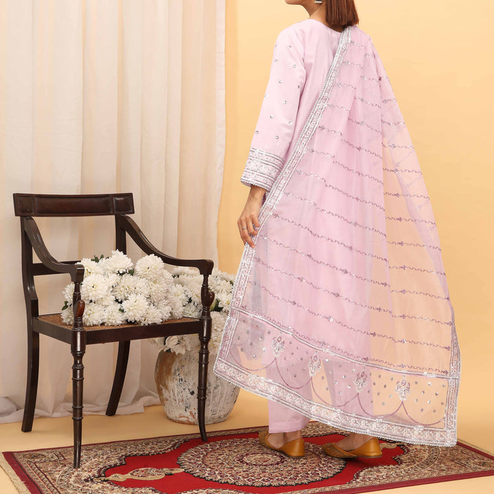 3PC- Embellished Khaddi Net Suit PF5077