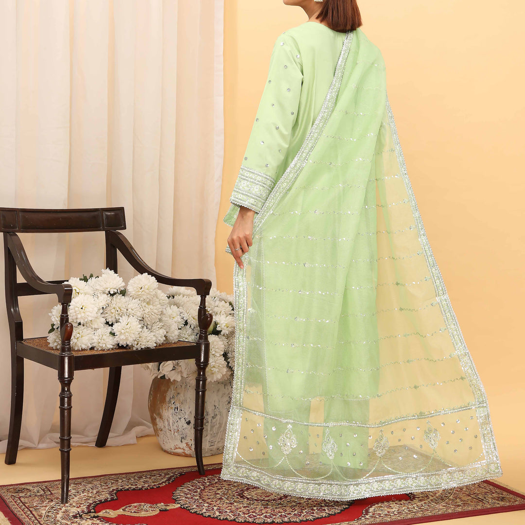 3PC- Embellished Khaddi Net Suit PF5079