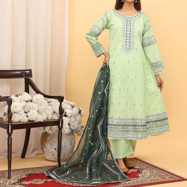 3PC- Embellished Khaddi Net Suit PF5118