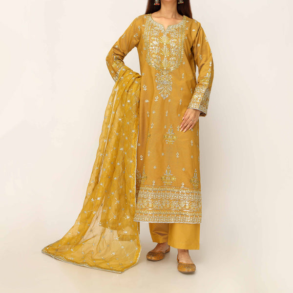 3PC- Khaddi Net Embellished Suit PF5134