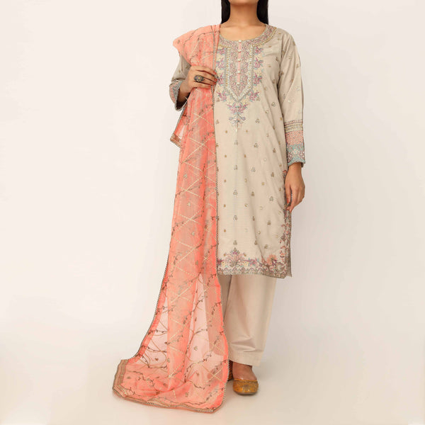 3PC- Khaddi Net Embellished Suit PF5138