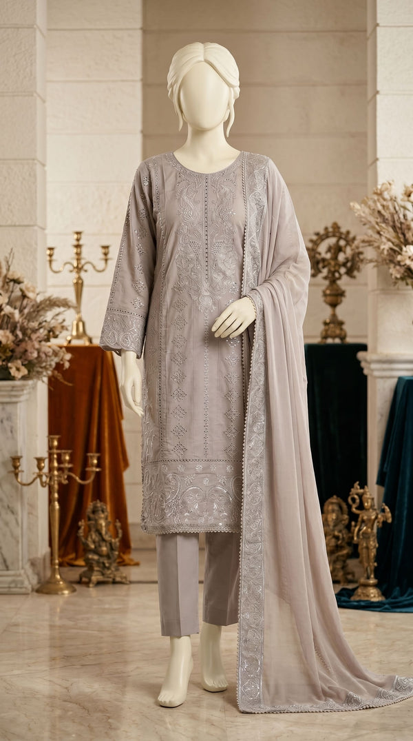 3 PC Embellished Cotton Suit PF600907