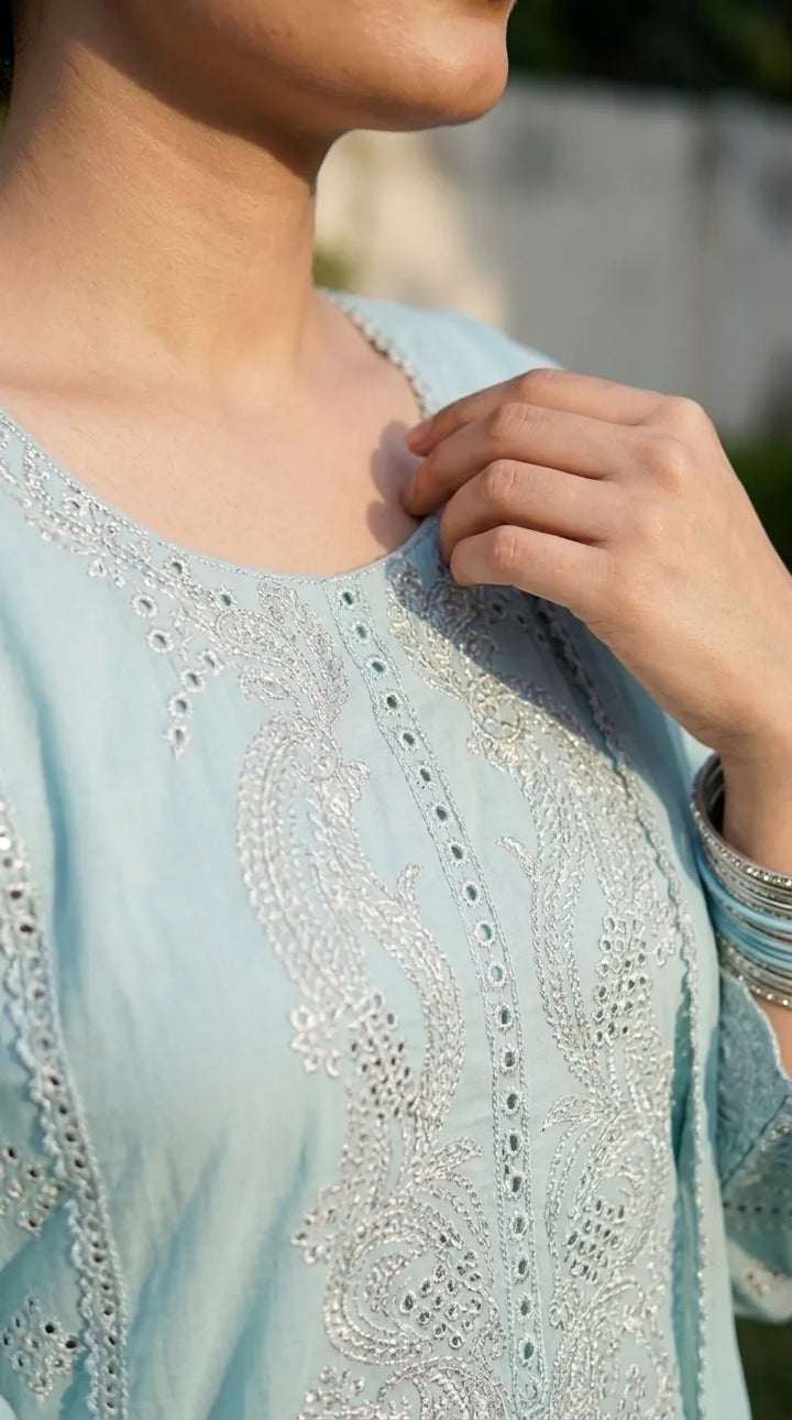 3 PC Embellished Cotton Stitched Suit PF600990