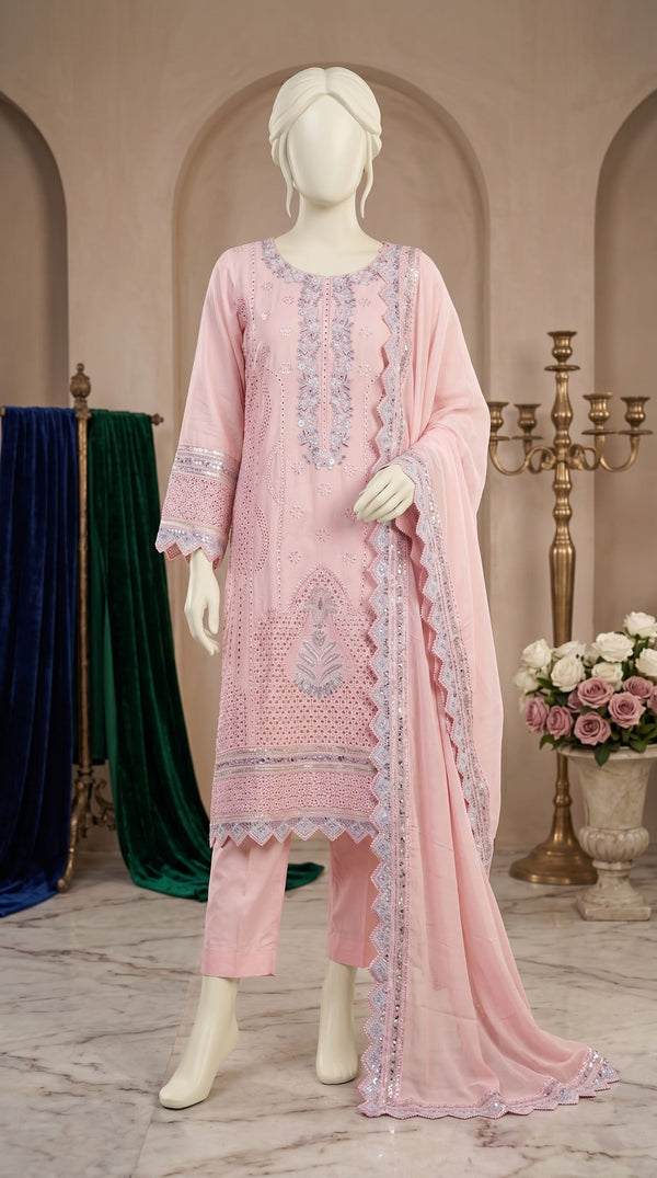 3 PC Embellished Cotton Suit PF601618