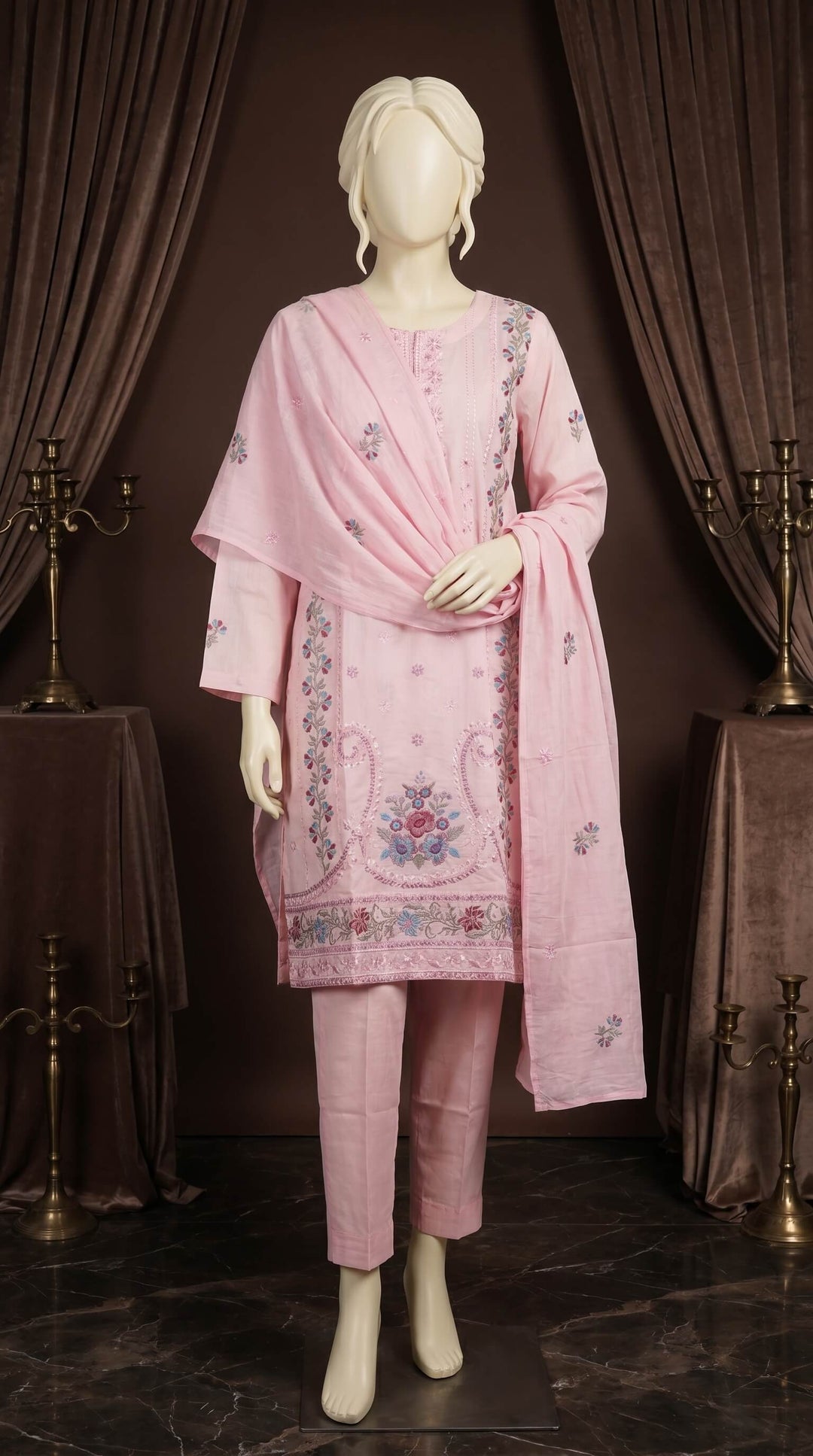 3 PC Embellished CAMBRIC Suit PF609318