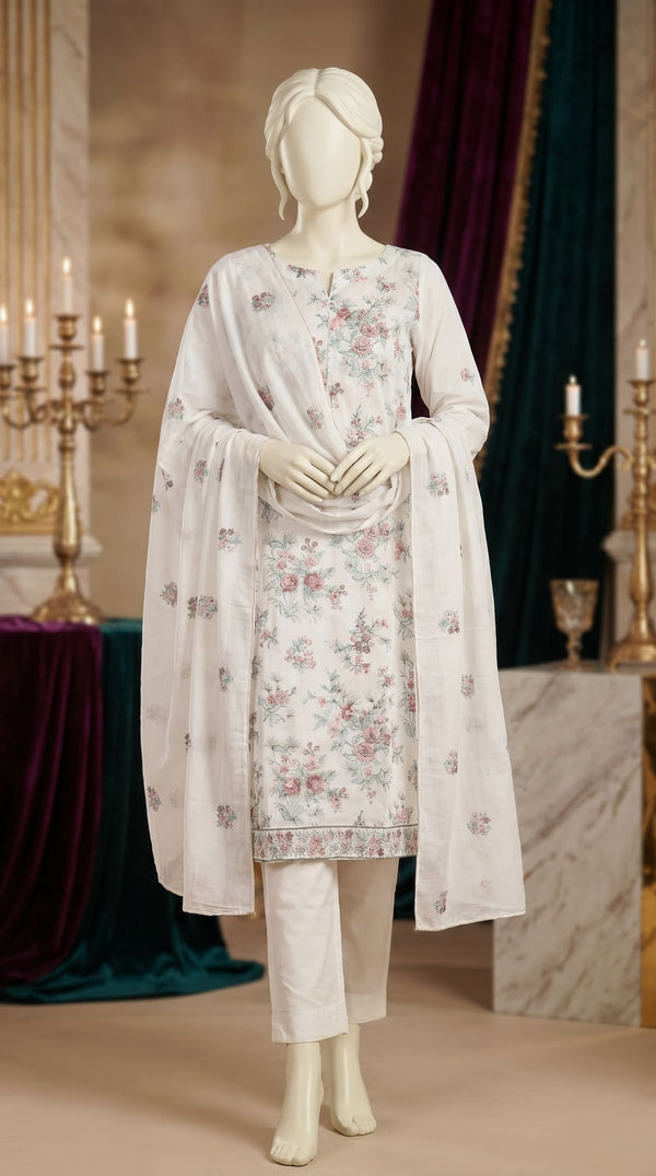 3 PC Embellished Cambric Suit PF609493