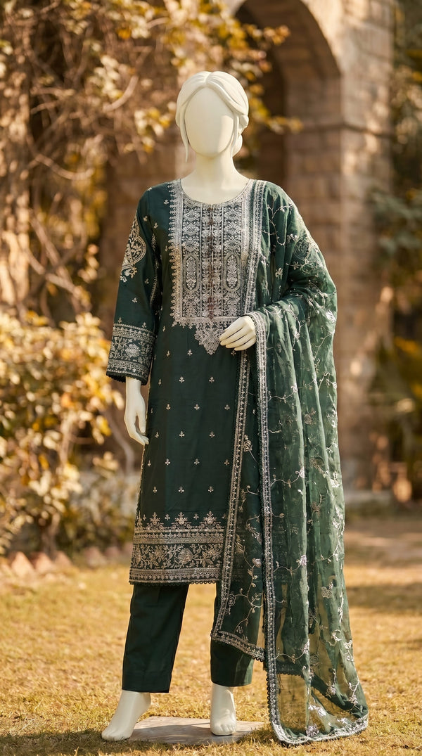 3 PC Embellished Lawn Suit PF610611