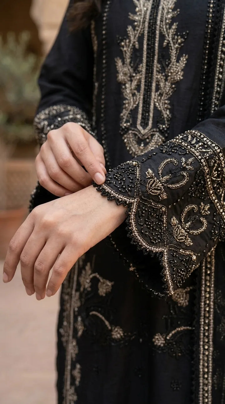 3 PC Embellished Cotton Stitched Suit PF612501
