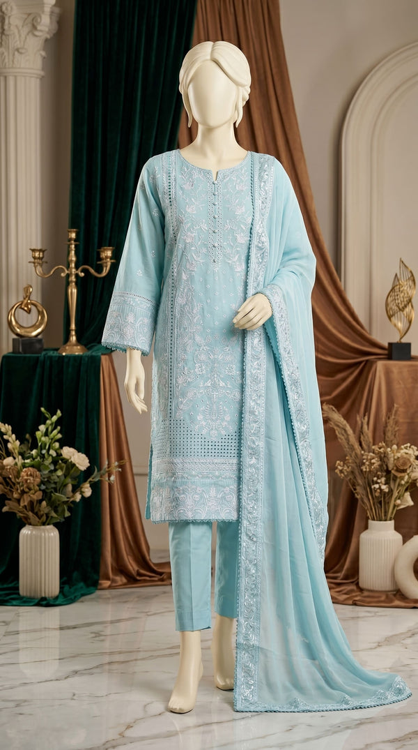 3 PC Embellished Cotton Suit PF612711