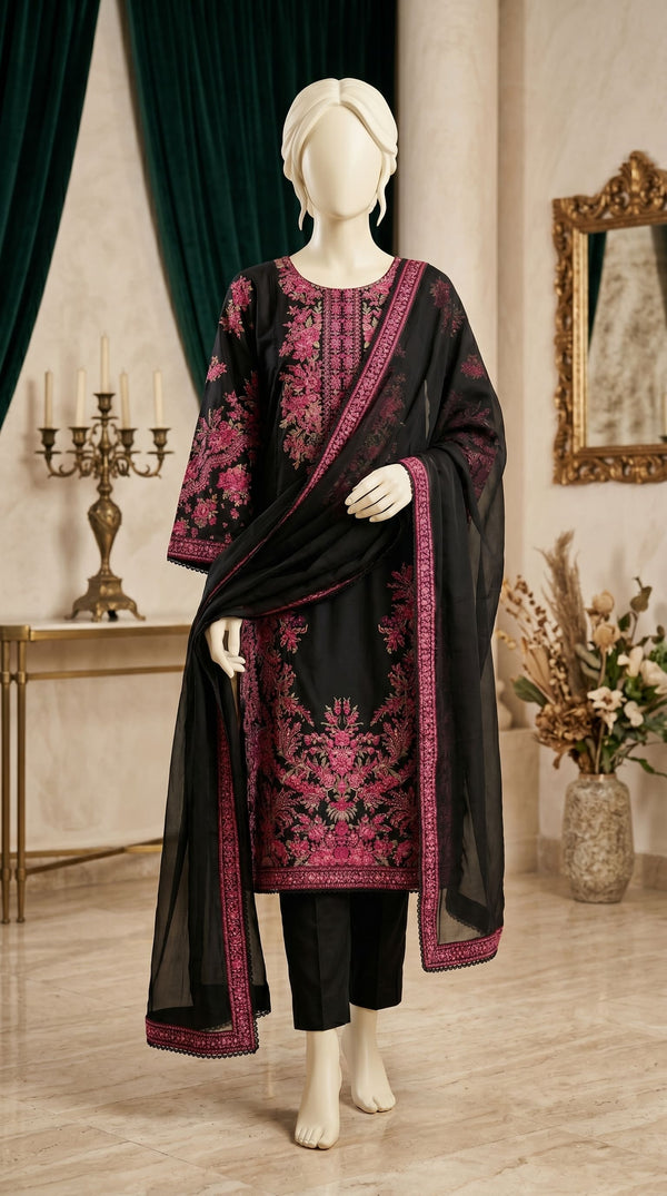 3 PC Embellished Cotton Suit PF612801