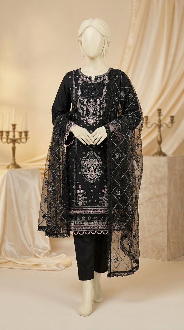 3 PC Embellished COTTON Suit PF613201