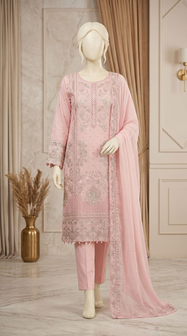 3 PC Embellished Cotton Suit PF613523