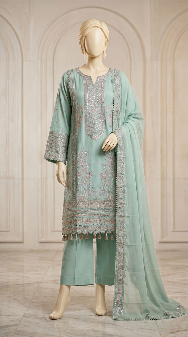 3 PC Embellished Cotton Suit PF613711