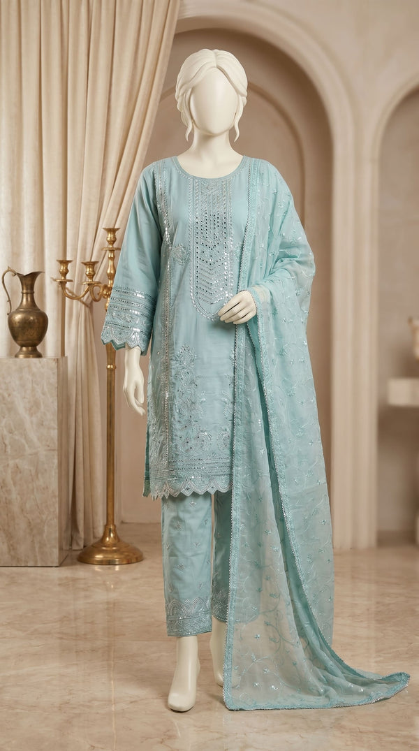 3 PC Embellished Cotton Suit PF613890