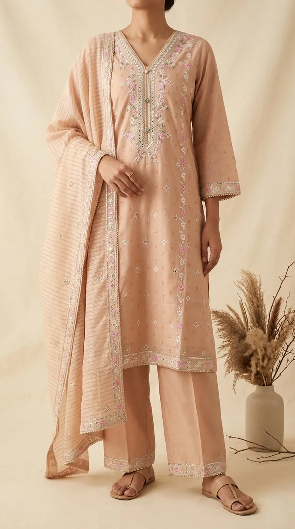 3 PC Embellished Net Suit PF614623