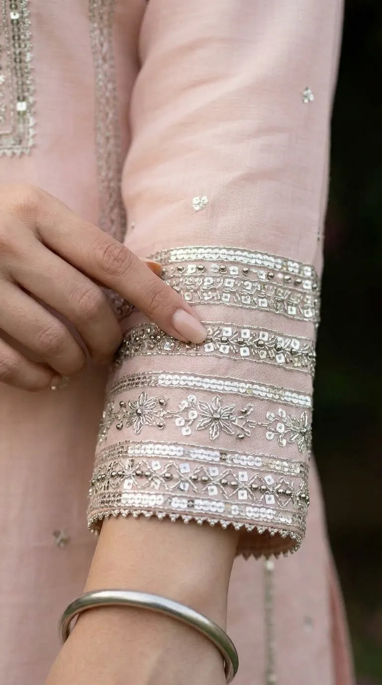 3 PC Embellished Net Stitched Suit PF614823