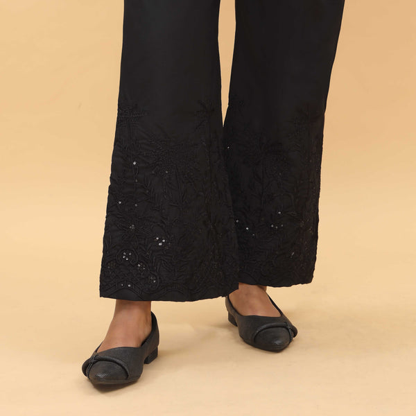 Black Straight Fit Embellished Trouser PL4071