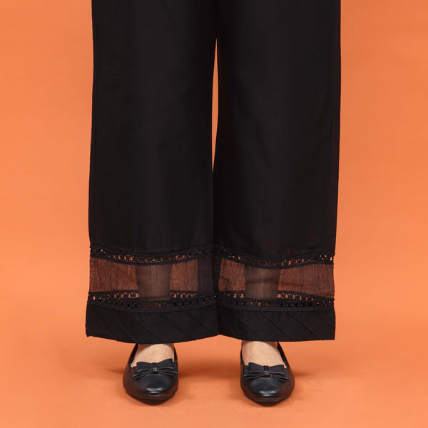 Black Straight Fit Embroidered Trouser PL5010