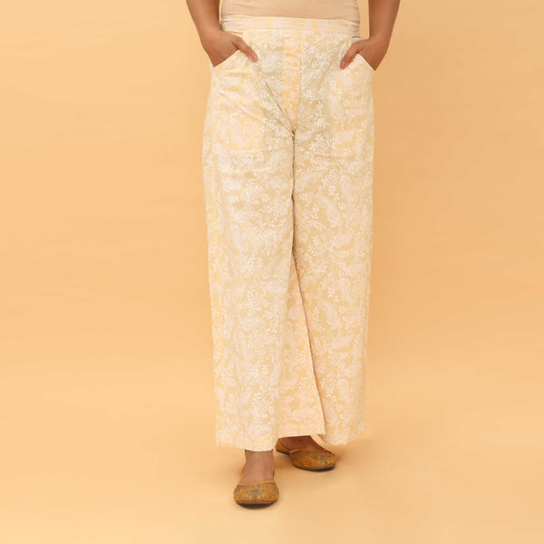 Beige Straight Fit Printed Trouser PL5026